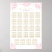 Elegant roze en gouden pony Wedding Seating Seatin Poster (Voorkant)