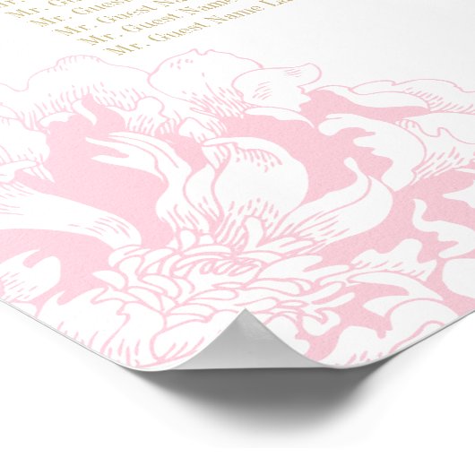 Elegant roze en gouden pony Wedding Seating Seatin Poster (Hoek)