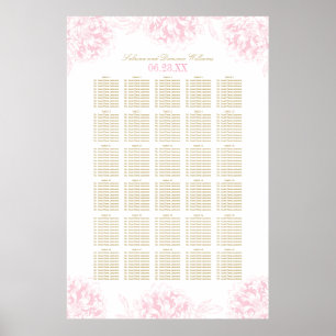 Elegant roze en gouden pony Wedding Seating Seatin Poster
