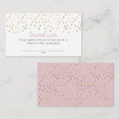 Elegant roze en gouden regendruppels Baby luieraff Informatiekaartje (Voorkant / Achterkant)