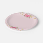 Elegant roze en gouden Rozen Baby shower Papieren Bordje (Gekanteld)