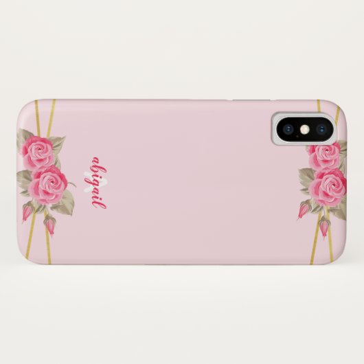 Elegant roze en gouden Rozen Case-Mate iPhone Case (Achterkant (horizontaal))