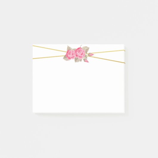 Elegant roze en gouden Rozen Post-it® Notes (Voorkant)