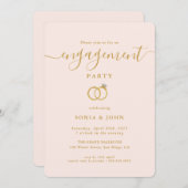 Elegant roze en gouden verloving uitnodiging (Voorkant / Achterkant)