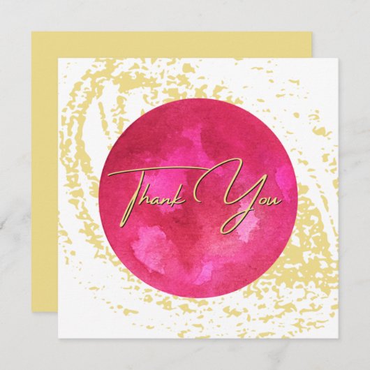 Elegant roze en gouden Waterverf Abstracte kunst Bedankkaart (Voorkant / Achterkant)
