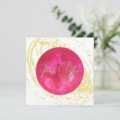 Elegant roze en gouden Waterverf Abstracte kunst Bedankkaart (Staand voorkant)