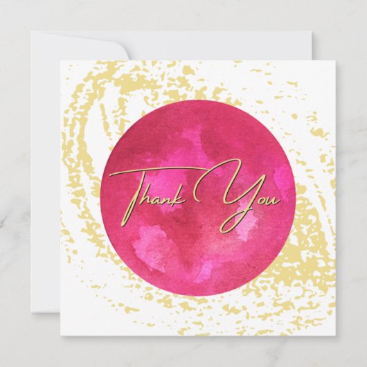 Elegant roze en gouden Waterverf Abstracte kunst Bedankkaart (Voorkant)