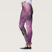 Elegant roze en gouden waterverf bloemontwerp leggings (Links)