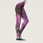 Elegant roze en gouden waterverf bloemontwerp leggings (Rechts)