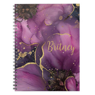 Elegant roze en gouden waterverf bloemontwerp notitieboek