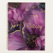 Elegant roze en gouden waterverf bloemontwerp planner (Voorkant)