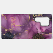 Elegant roze en gouden waterverf bloemontwerp samsung galaxy hoesje (Achterkant horizontaal)