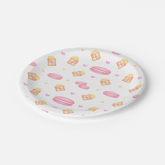 Elegant roze en gouden Waterverf pastaafmacro's Papieren Bordje (Gekanteld)