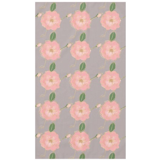 Elegant roze en gouden Waterverf Rozen grijs desig Tafelkleed (Voorkant)