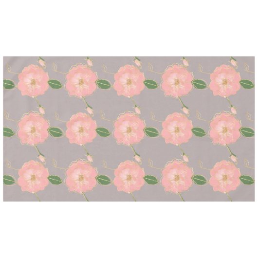 Elegant roze en gouden Waterverf Rozen grijs desig Tafelkleed (Voorkant (Horizontaal))