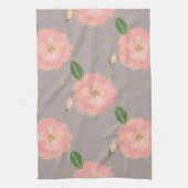 Elegant roze en gouden Waterverf Rozen grijs desig Theedoek (Verticaal)