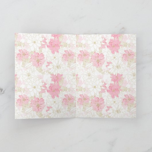 Elegant roze en gouden Waterverf Verf Feestdagen Kaart (Binnen)