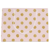 Elegant roze en goudglitter pols patroon groot cadeauzakje (Voorkant)