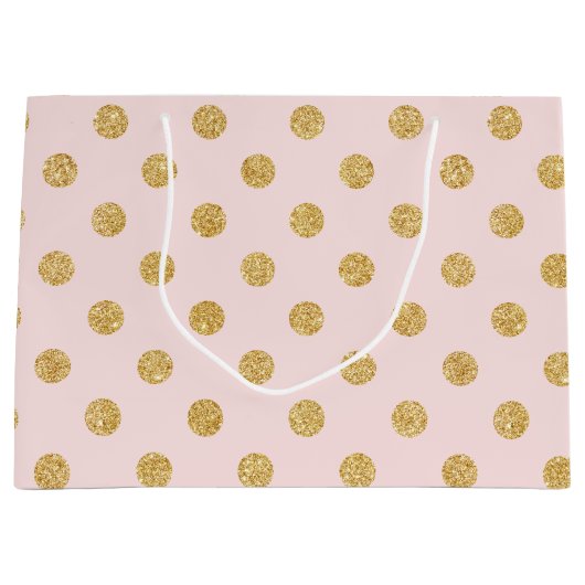 Elegant roze en goudglitter pols patroon groot cadeauzakje (Voorkant)