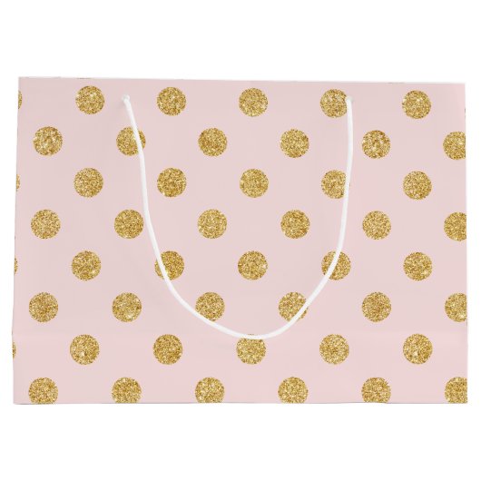 Elegant roze en goudglitter pols patroon groot cadeauzakje (Achterkant)