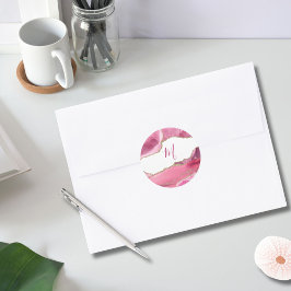 Elegant roze en goudgrijs Stone Wedding Classic Ronde Sticker