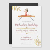 Elegant roze en goudgymnastiek magnetische uitnodiging (Voorkant / Achterkant)