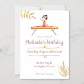 Elegant roze en goudgymnastiek magnetische uitnodiging (Voorkant)