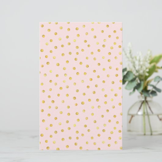 Elegant roze en goudolie Confetti Stippen patroon Briefpapier (Staand voorkant)