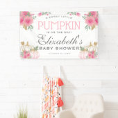 Elegant roze en goudpompoenen Baby shower Spandoek (Insitu)