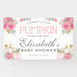 Elegant roze en goudpompoenen Baby shower Spandoek