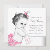Elegant roze en grijs Baby shower Kaart (Voorkant)