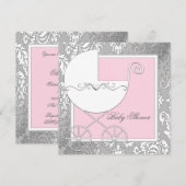 Elegant roze en grijs Baby shower Kaart (Voorkant / Achterkant)