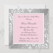 Elegant roze en grijs Baby shower Kaart (Achterkant)