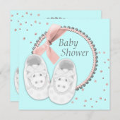 Elegant roze en grijs Baby shower Kaart (Voorkant / Achterkant)