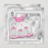 Elegant roze en grijs Baby shower Kaart