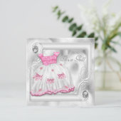 Elegant roze en grijs Baby shower Kaart