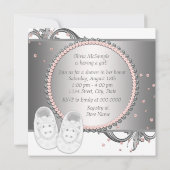 Elegant roze en grijs Baby shower Kaart (Achterkant)