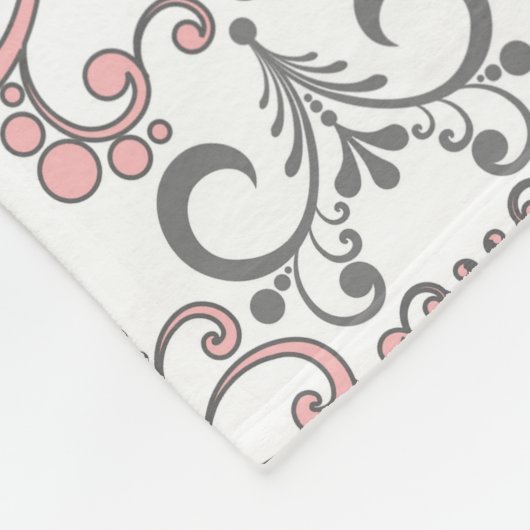 Elegant roze en grijs fleece deken (Hoek)