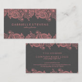 Elegant roze en grijs Paisley kant Visitekaartje (Voorkant / Achterkant)