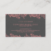 Elegant roze en grijs Paisley kant Visitekaartje (Achterkant)