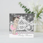 Elegant roze en grijs prinses Baby shower Kaart (Staand voorkant)