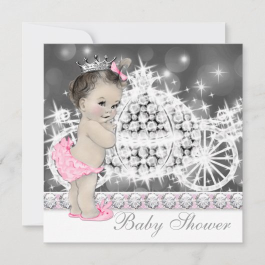 Elegant roze en grijs prinses Baby shower Kaart (Voorkant)
