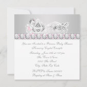 Elegant roze en grijs prinses Baby shower Kaart (Achterkant)