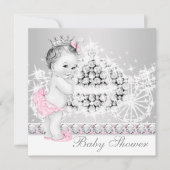 Elegant roze en grijs prinses Baby shower Kaart (Voorkant)