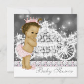 Elegant roze en grijs prinses Baby shower Kaart (Voorkant)
