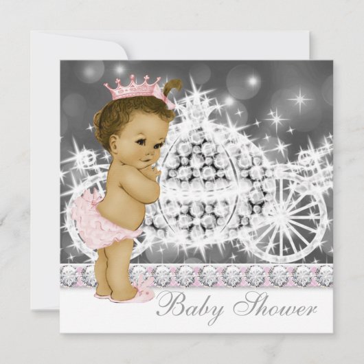 Elegant roze en grijs prinses Baby shower Kaart (Voorkant)