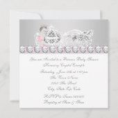 Elegant roze en grijs prinses Baby shower Kaart (Achterkant)