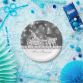 Elegant roze en grijs prinses Baby shower Papieren Bordje (Feest)