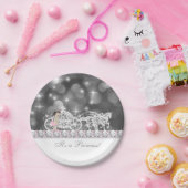 Elegant roze en grijs prinses Baby shower Papieren Bordje (Feest)