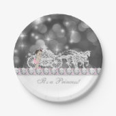Elegant roze en grijs prinses Baby shower Papieren Bordje (Voorkant)